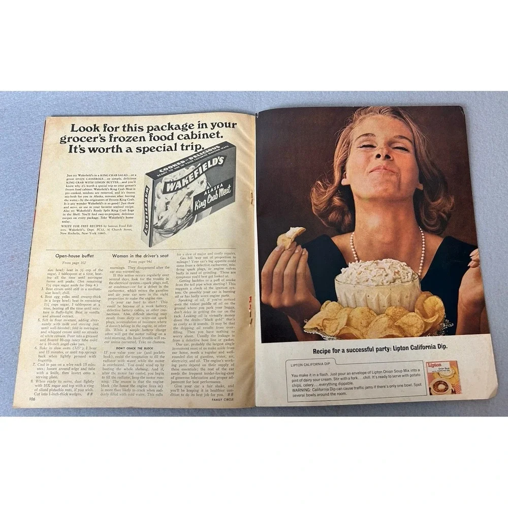 VTG December 1965 Family Circle Magazine Holiday Print Ads Recipes Christmas MCM